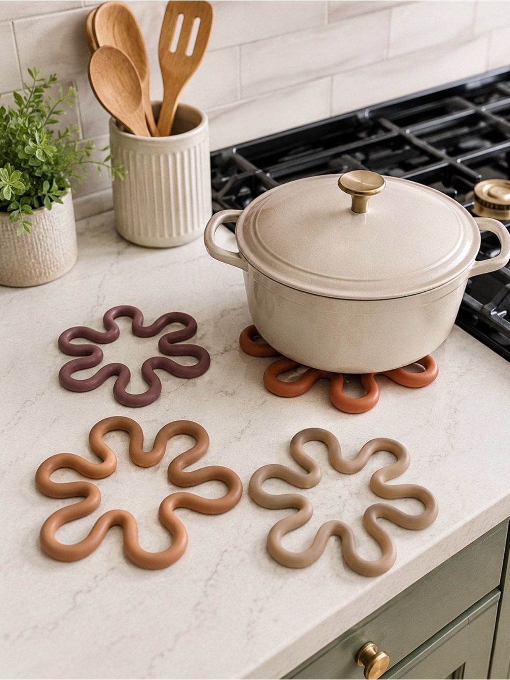 Darling Silicone Trivet Set | Set of 3 | Neutral Colors | New in Box